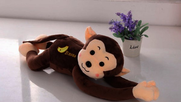 Pair of dark brown 30cm monkey curtain soft toy style tie back
