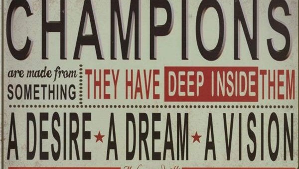 Champions motivational Muhammad Ali quote tin metal poster sign plaque